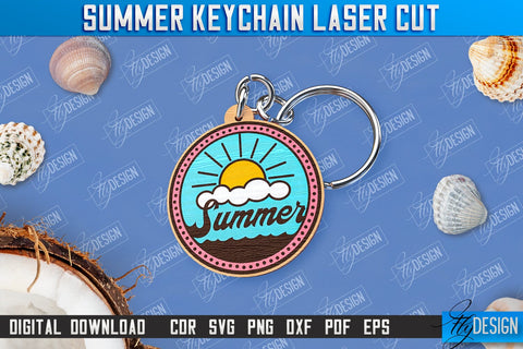 Summer Keychain Bundle | Keychain Inscription | Engraved Wooden Keychain | CNC File SVG Fly Design 