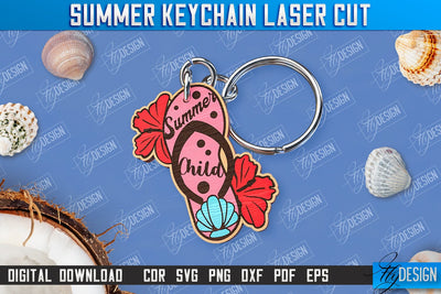 Summer Keychain | Keychain Inscription | Engraved Wooden Keychain | CNC File SVG Fly Design 