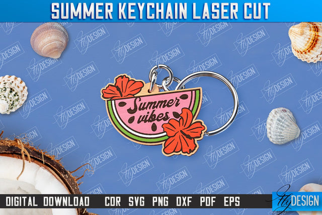 Summer Keychain | Keychain Inscription | Engraved Wooden Keychain | CNC File SVG Fly Design 