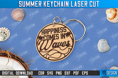 Summer Keychain | Keychain Inscription | Engraved Wooden Keychain | CNC File SVG Fly Design 