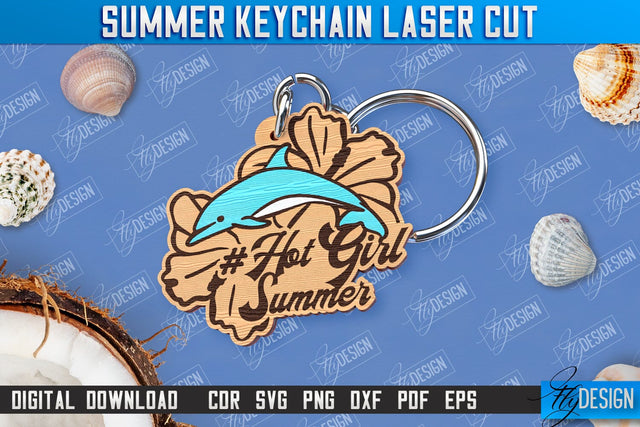 Summer Keychain | Keychain Inscription | Engraved Wooden Keychain | CNC File SVG Fly Design 