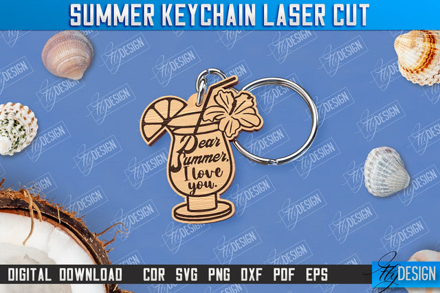 Summer Keychain | Keychain Inscription | Engraved Wooden Keychain | CNC File SVG Fly Design 