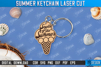 Summer Keychain | Keychain Inscription | Engraved Wooden Keychain | CNC File SVG Fly Design 