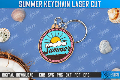 Summer Keychain | Keychain Inscription | Engraved Wooden Keychain | CNC File SVG Fly Design 