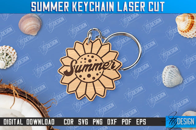 Summer Keychain | Keychain Inscription | Engraved Wooden Keychain | CNC File SVG Fly Design 