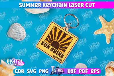 Summer Keychain | Keychain Inscription | Engraved Wooden Keychain | CNC File SVG The T Store Design 