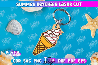 Summer Keychain | Keychain Inscription | Engraved Wooden Keychain | CNC File SVG The T Store Design 