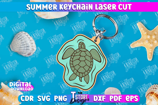 Summer Keychain | Keychain Inscription | Engraved Wooden Keychain | CNC File SVG The T Store Design 