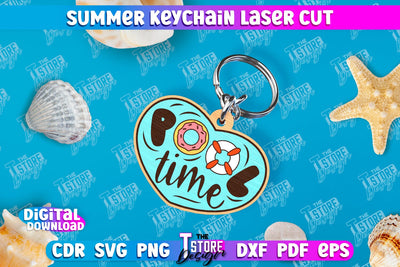 Summer Keychain | Keychain Inscription | Engraved Wooden Keychain | CNC File SVG The T Store Design 