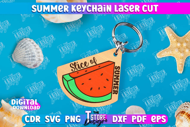 Summer Keychain | Keychain Inscription | Engraved Wooden Keychain | CNC File SVG The T Store Design 