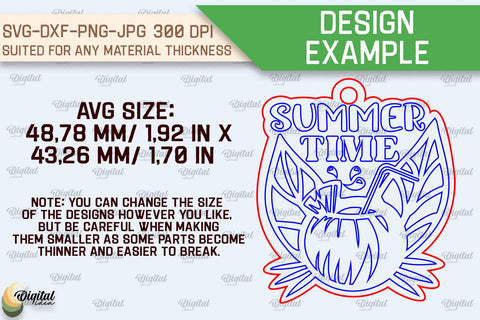 Summer Keychains LaserCut Bundle. Wooden Summer KeyRings SVG SVG Evgenyia Guschina 