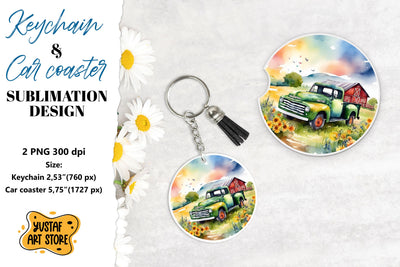 Summer Keychain.Summer Car coaster sublimation design Sublimation Yustaf Art Store 