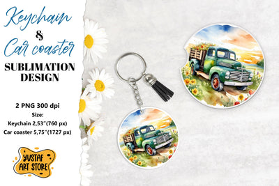 Summer Keychain.Summer Car coaster sublimation design Sublimation Yustaf Art Store 