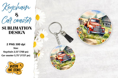 Summer Keychain.Summer Car coaster sublimation design Sublimation Yustaf Art Store 