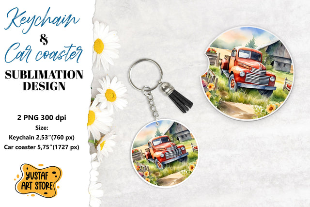 Summer Keychain.Summer Car coaster sublimation design Sublimation Yustaf Art Store 