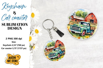Summer Keychain.Summer Car coaster sublimation design Sublimation Yustaf Art Store 