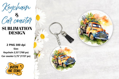 Summer Keychain.Summer Car coaster sublimation design Sublimation Yustaf Art Store 