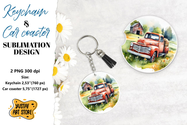 Summer Keychain.Summer Car coaster sublimation design Sublimation Yustaf Art Store 