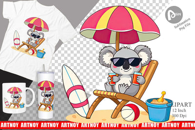 Summer Koala Clipart Sublimation artnoy 