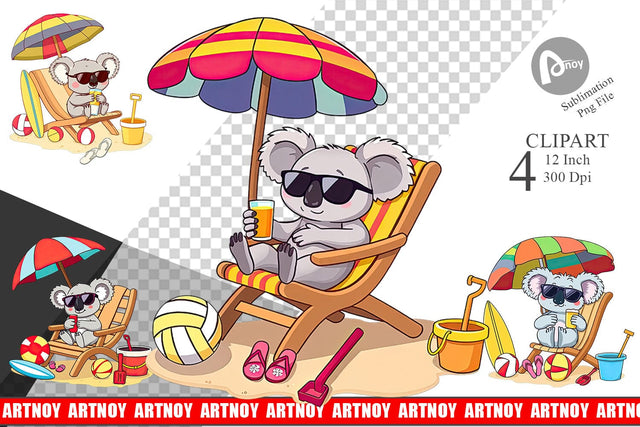 Summer Koala Clipart Sublimation artnoy 