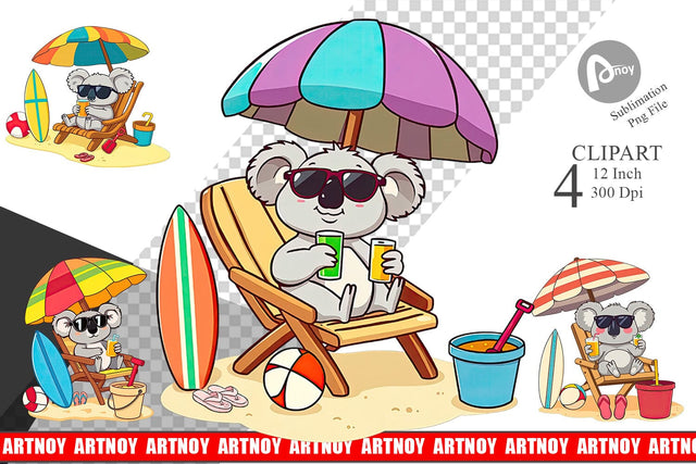 Summer Koala Clipart Sublimation artnoy 