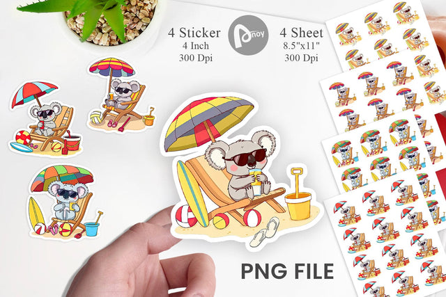 Summer Koala Sticker Sublimation artnoy 