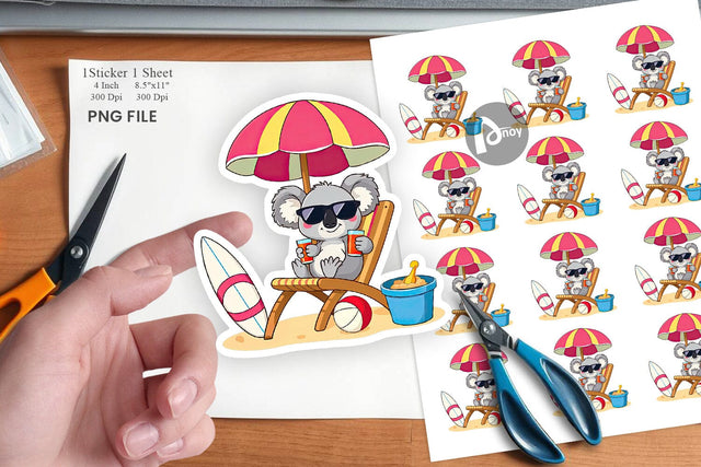 Summer Koala Sticker Sublimation artnoy 
