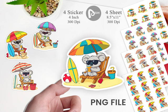 Summer Koala Sticker Sublimation artnoy 