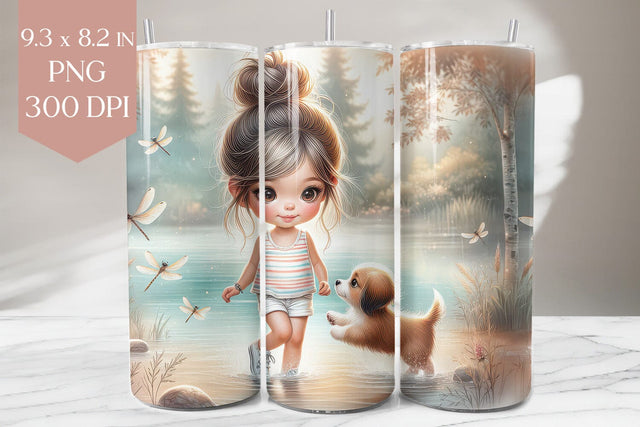 Summer Lake Girl 20oz Tumbler Wrap PNG Sublimation BijouBay 