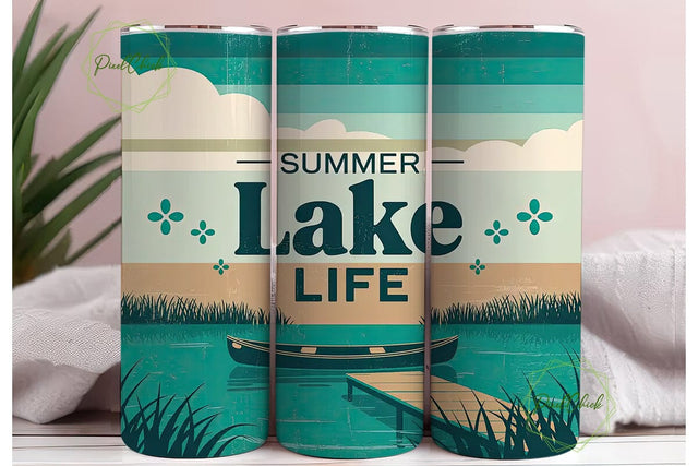 Summer Lake Life 20oz Tumbler Wrap Sublimation PixelChick 