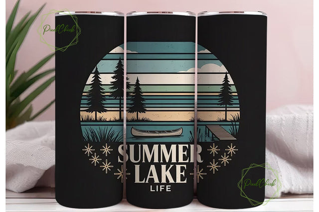 Summer Lake Life 20oz Tumbler Wrap Sublimation PixelChick 