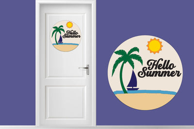 Summer Layered Round Sign Laser cut SVG zafrans studio 