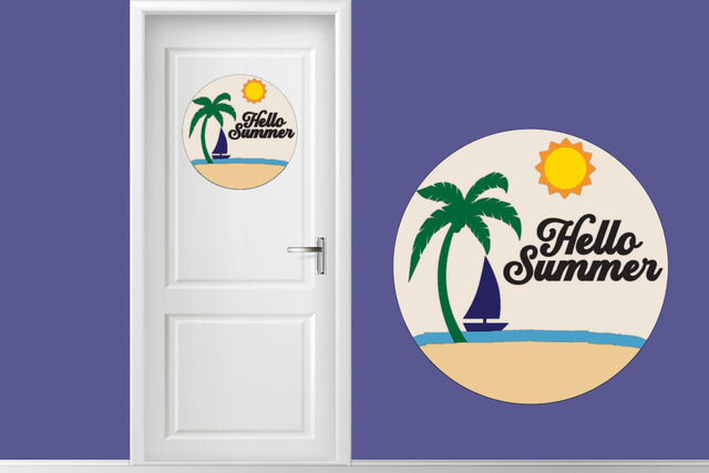 Summer Layered Round Sign Laser cut SVG zafrans studio 