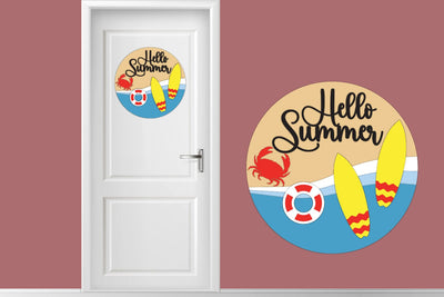 Summer Layered Round Sign Laser cut SVG zafrans studio 