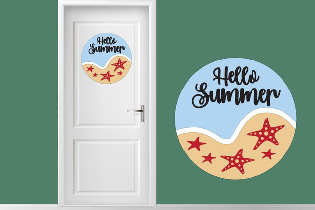 Summer Layered Round Sign Laser cut SVG zafrans studio 