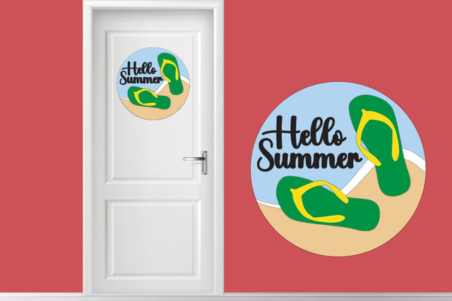 Summer Layered Round Sign Laser cut SVG zafrans studio 