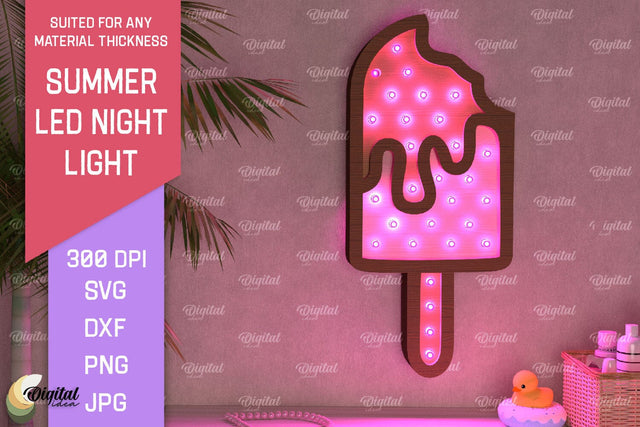 Summer Led Night Light SVG. Laser Cut Night Lamp SVG SVG Evgenyia Guschina 