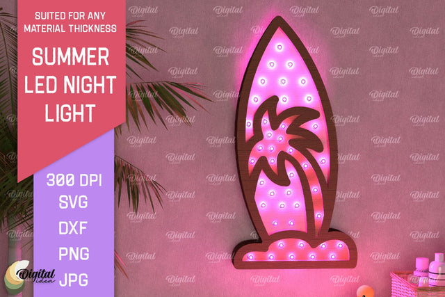 Summer Led Night Light SVG. Laser Cut Night Lamp SVG SVG Evgenyia Guschina 