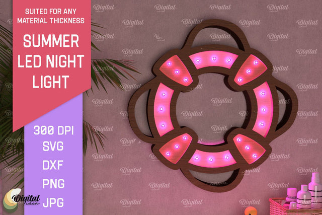Summer Led Night Light SVG. Laser Cut Night Lamp SVG SVG Evgenyia Guschina 