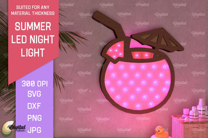 Summer Led Night Light SVG. Laser Cut Night Lamp SVG SVG Evgenyia Guschina 