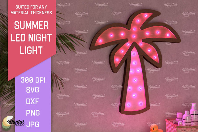 Summer Led Night Light SVG. Laser Cut Night Lamp SVG SVG Evgenyia Guschina 