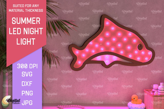 Summer Led Night Light SVG. Laser Cut Night Lamp SVG SVG Evgenyia Guschina 