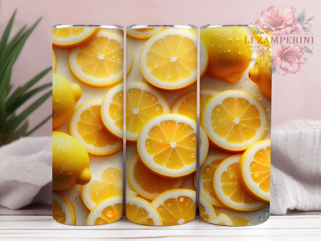Summer Lemon Slices Tumbler Wrap, Seamless Fruit Wrap, Refreshing Lemon Design, Yellow Citrus Tumbler, Summer Vibes Tumbler Wrap, 20oz Seamless Sublimation, Skinny Lemon Tumbler Sublimation Li Zamperini 