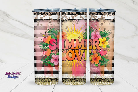 Summer Love 20oz Skinny Tumbler Wrap | 20 oz Skinny Tumbler Wrap Sublimation Template Sublimation Sublimatiz Designs 