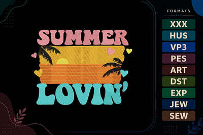 Summer Lovin' Embroidery Design - Retro Tropical Sunset Summer Quote Embroidery/Applique DESIGNS sg embroidery 