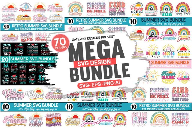 Summer Mega Bundle ,Summer Big Bundle SVG Cut File,70 designs,Quotes and Sayings,Food & Drink,On Sale, Print & Cut SVG designmaster24 