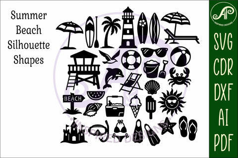 Summer Mega Bundle SVG, 60 Beach & Tropical Silhouettes SVG APInspireddesigns 