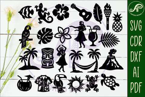 Summer Mega Bundle SVG, 60 Beach & Tropical Silhouettes SVG APInspireddesigns 