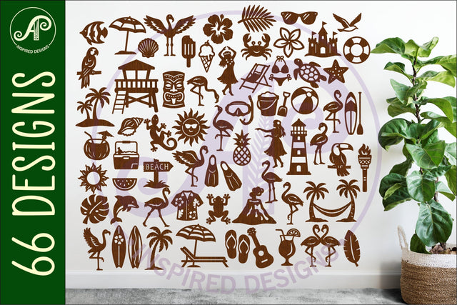 Summer Mega Bundle SVG, 60 Beach & Tropical Silhouettes SVG APInspireddesigns 