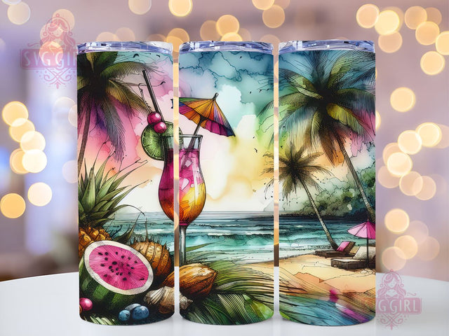 Summer Mojito Cocktail 20oz Tumbler Wrap Sublimation Design, Straight Tapered Tumbler Wrap, Day Drinking Season Tumbler Png, Instant Digital Download Sublimation SvggirlplusArt 